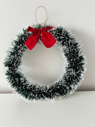 Stroik wianek świąteczny zielony z kokardą Boże Narodzenie