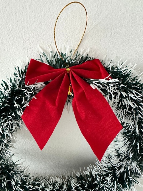 Stroik wianek świąteczny zielony z kokardą Boże Narodzenie