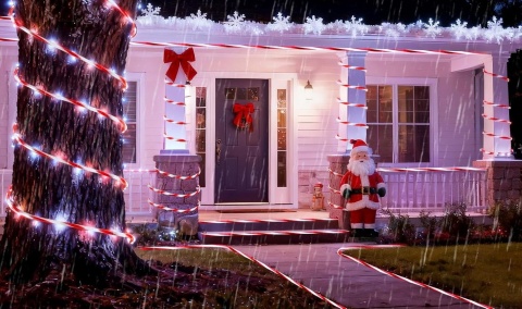 Wąż świetlny 200 LED zewnętrzny czerwono biały jak laski świąteczne 10M