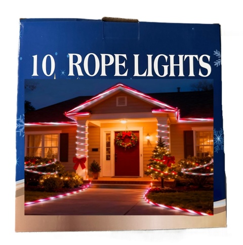 Wąż świetlny 200 LED zewnętrzny czerwono biały jak laski świąteczne 10M