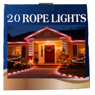 Wąż świetlny 400 LED zewnętrzny czerwono biały jak laski świąteczne 20M