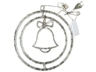 Witraż świąteczny LED świecący ozdoba neon dzwonki dzwonek 50 led 31cm