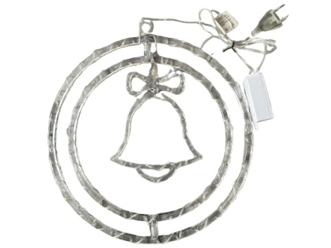 Witraż świąteczny LED świecący ozdoba neon dzwonki dzwonek 50 led 31cm