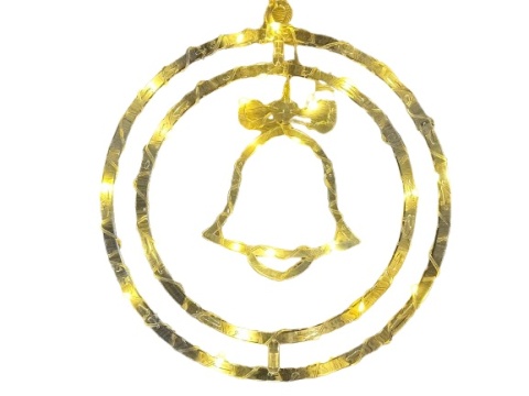 Witraż świąteczny LED świecący ozdoba neon dzwonki dzwonek 50 led 31cm