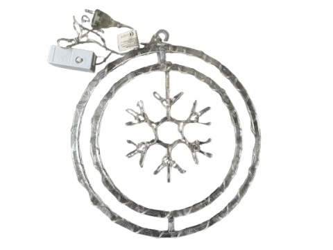 Witraż świąteczny LED świecący ozdoba neon płatek śniegu śnieżynka 50 led