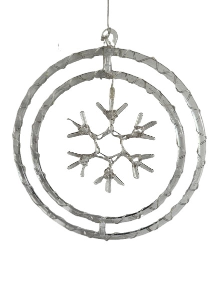 Witraż świąteczny LED świecący ozdoba neon płatek śniegu śnieżynka 50 led