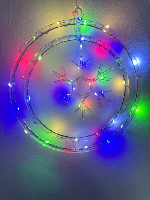 Witraż świąteczny LED świecący ozdoba neon płatek śniegu śnieżynka 50 led