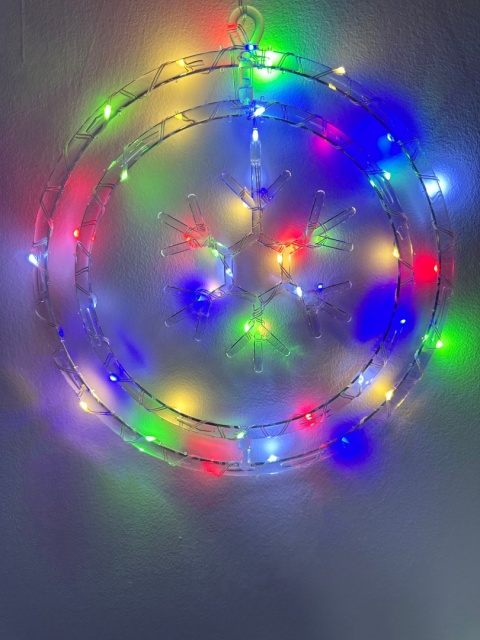 Witraż świąteczny LED świecący ozdoba neon płatek śniegu śnieżynka 50 led