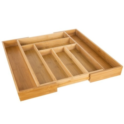Wkład do szuflady na sztućce organizer bambusowy rozsuwany 50 cm kuchennej