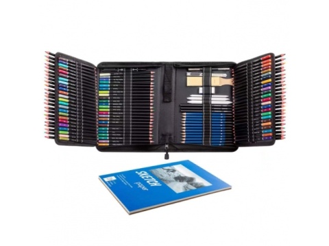 Zestaw artystyczny 146 el. w etui do rysowania szkicowania kredki ołówki