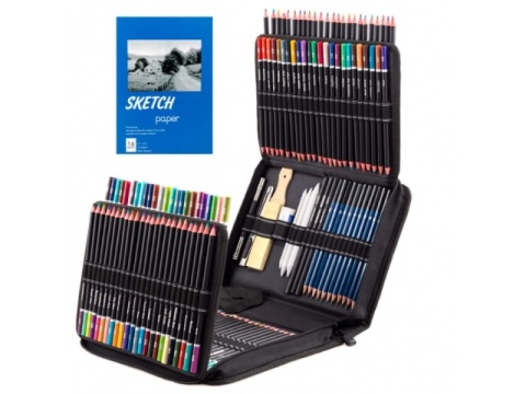 Zestaw artystyczny 146 el. w etui do rysowania szkicowania kredki ołówki