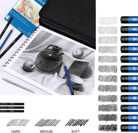Zestaw artystyczny 146 el. w etui do rysowania szkicowania kredki ołówki