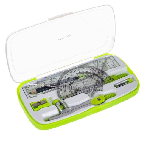 Zestaw geometryczny MAALEO 10 el. komplet szkolny z cyrklem i przyborami