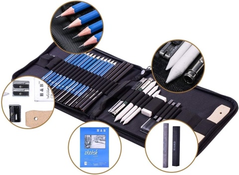 Zestaw ołówkowy do szkicowania rysowania profesjonalny 35el ołówki