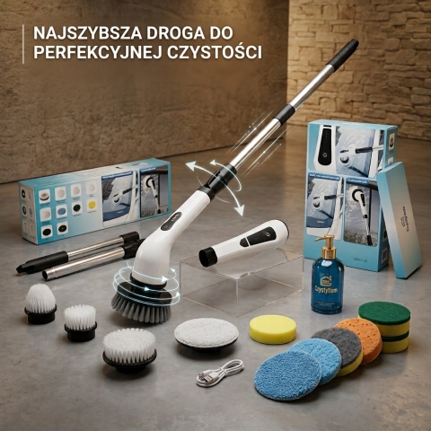 Elektryczna Szczotka Obrotowa 9w1 Mop Turbo Akumulatorowa do mycia