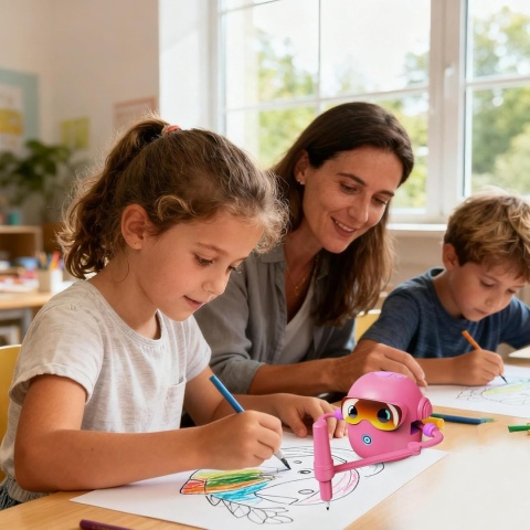 Interaktywny robot do rysowania edukacyjny do nauki + 100 kart + flamastry