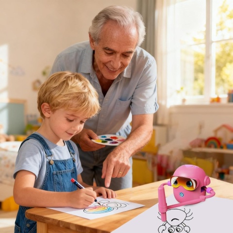 Interaktywny robot do rysowania edukacyjny do nauki + 100 kart + flamastry