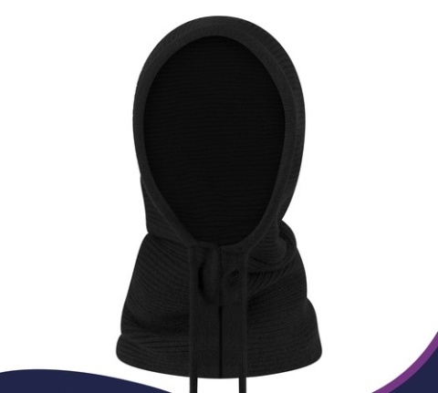 Kaptur Damski Zimowy Balaclava 3w1 Komin Wełna Zimowy 3w1 Czarny