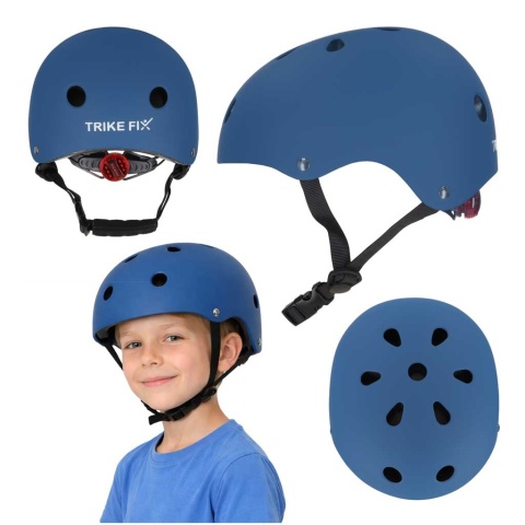 Kask dla dziecka rowerowy dziecięcy M 55-58 cm rower hulajnogę lampka granatowy
