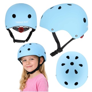 Kask dla dziecka rowerowy dziecięcy M 55-58 cm rower hulajnogę lampka niebieski