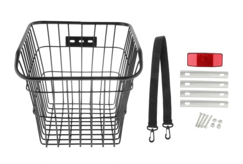 Kosz na bagażnik rowerowy duży mocny koszyk na rower metalowy odblask