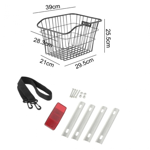 Kosz na bagażnik rowerowy duży mocny koszyk na rower metalowy odblask
