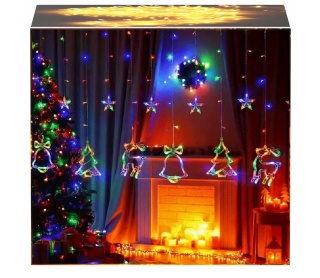 Kurtyna świetlna 138 LED renifer dzwonek choinka girlanda lampki kolor