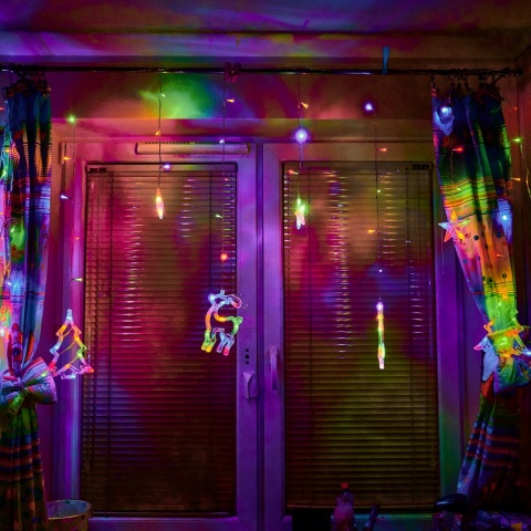 Kurtyna świetlna 138 LED renifer dzwonek choinka girlanda lampki kolor