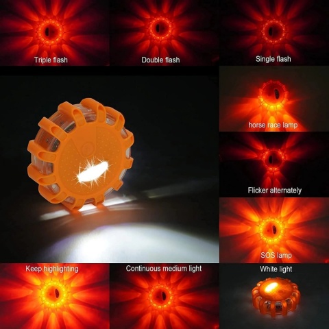 Lampa Ostrzegawcza Drogowa LED Kogut Odblask Baterie AAA Sygnalizator