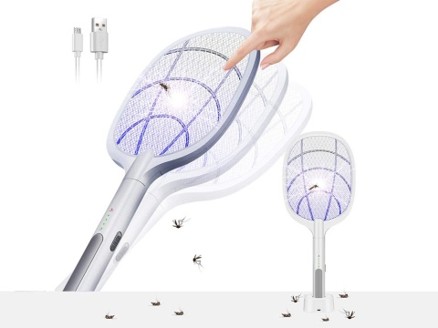Paletka na Komary Muchy Owady Elektryczna Lampa Owadobójcza 3000V UV 2w1