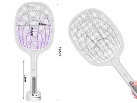 Paletka na Komary Muchy Owady Elektryczna Lampa Owadobójcza 3000V UV 2w1