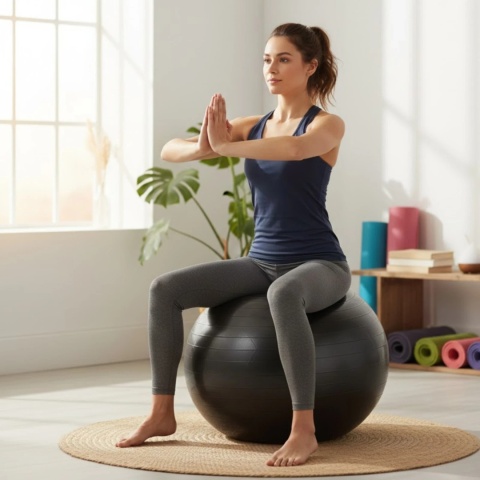 Piłka fitness 65 cm czarna z pompką anti burst do ćwiczeń joga pilates