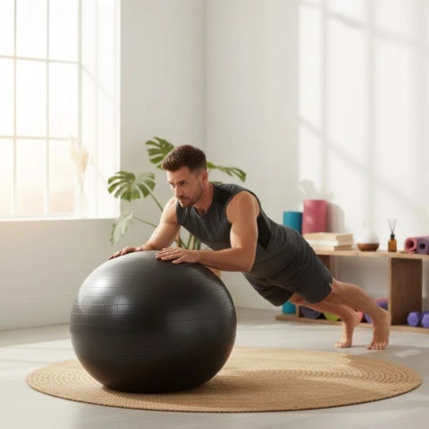 Piłka fitness 65 cm czarna z pompką anti burst do ćwiczeń joga pilates