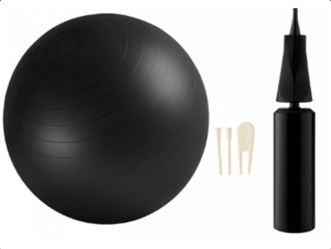 Piłka fitness 65 cm czarna z pompką anti burst do ćwiczeń joga pilates