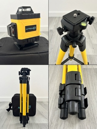 Poziomica Laserowa 3D Krzyżowa Statyw Laser Krzyżowy 360 36-70cm 12 Linii