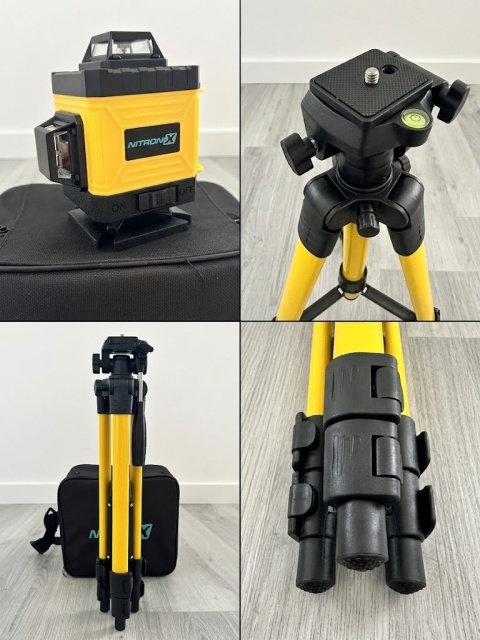 Poziomica Laserowa 3D Krzyżowa Statyw Laser Krzyżowy 360 36-70cm 12 Linii