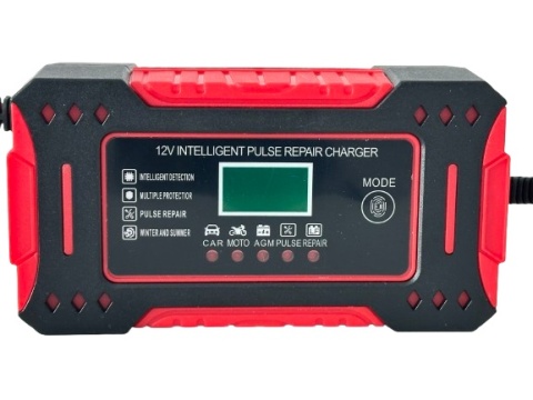 Prostownik do akumulatorów samochodowych AGM 12V 6A funkcja naprawy LCD