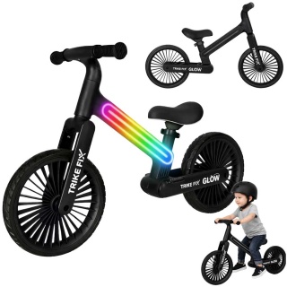 Rowerek biegowy LED Trike Fix Glow lekki czarny dla dzieci 12"
