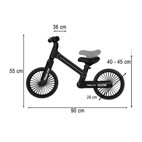 Rowerek biegowy LED Trike Fix Glow lekki czarny dla dzieci 12"