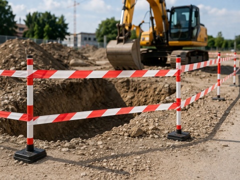 Taśma Ostrzegawcza Biało Czerwona 100m BHP Foliowa Wygradzająca