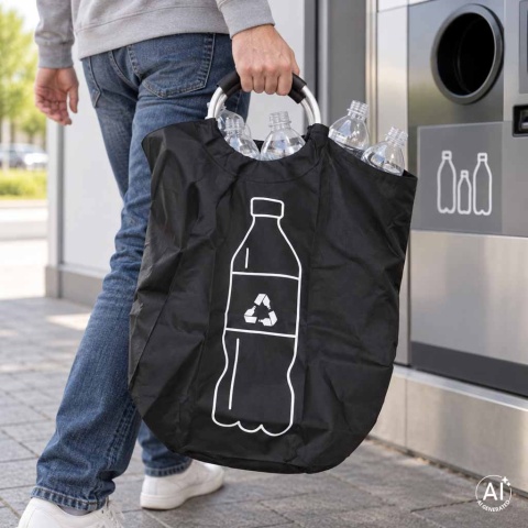 Torba na Butelki Plastikowe Zwrotne Kaucyjne Kosz 82L Rączki