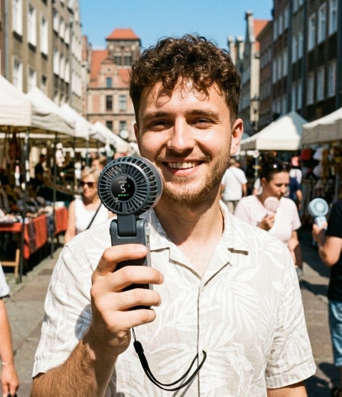 Wentylator Biurkowy Oscylacyjny Wiatrak USB Timer Bezprzewodowy Kieszonkowy