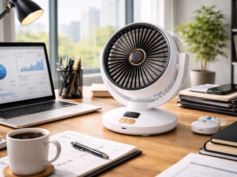 Wentylator Biurkowy Oscylacyjny Wiatrak USB Timer Bezprzewodowy