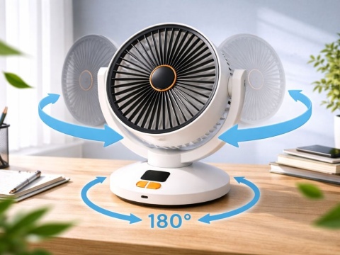 Wentylator Biurkowy Oscylacyjny Wiatrak USB Timer Bezprzewodowy