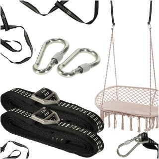 Zestaw montażowy huśtawki hamaka pasy + karabińczyki mocowanie 300kg