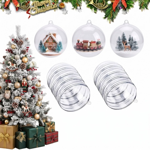Bombki Akrylowe Przezroczyste Otwierane 10cm Zestaw 12szt DIY Choinkowe