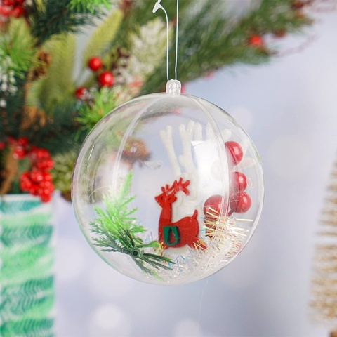 Bombki Akrylowe Przezroczyste Otwierane 10cm Zestaw 12szt DIY Choinkowe
