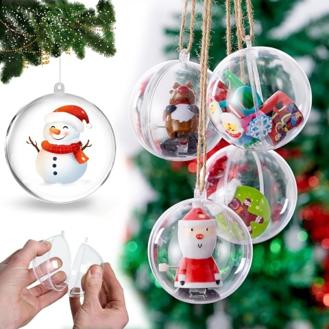 Bombki Akrylowe Przezroczyste Otwierane 10cm Zestaw 12szt DIY Choinkowe